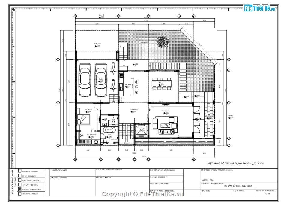 Biệt thự 3 tầng,Bản vẽ full,thi công