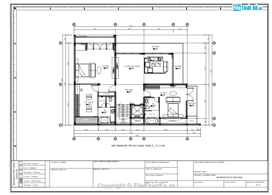 Biệt thự 3 tầng,Bản vẽ full,thi công