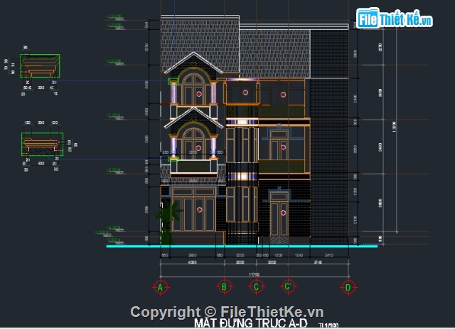 biệt thự 3 tầng,biệt thự gia đình,bản vẽ 3 tầng,biệt thự 2 tầng