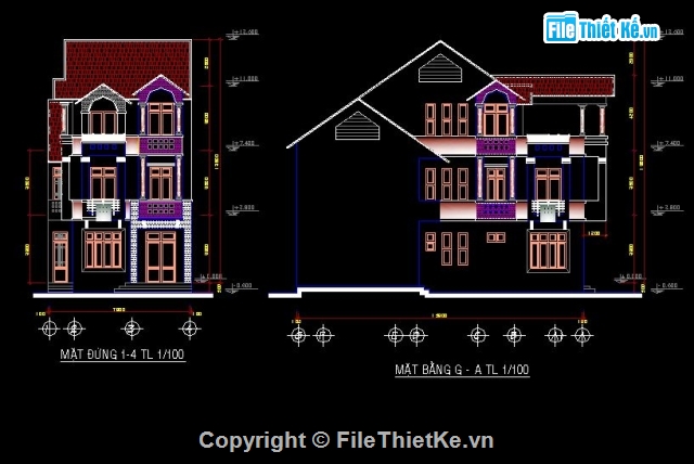 biệt thự 3 tầng,biệt thự 1 tầng,biệt thự 6 tầng,Bản vẽ biệt thự 3 tầng,biệt thự 3 tầng kích thước 2.2x14.7m