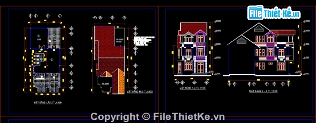 bản vẽ biệt thự phố 3 tầng KT 8x16m full KT,bản vẽ biệt thự phố 3 tầng 6x16m,bản vẽ biệt thự 8x16m