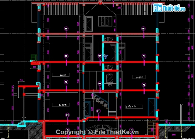 bản vẽ biệt thự 4 tầng,biệt thự diện tích 9 x 25m,kiến trúc 4 tầng