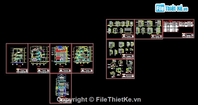 kiến trúc biệt thự,kiến trúc 4 tầng,biệt thự kích thước 10.2m x 20.7m,Bản vẽ biệt thự 4 tầng kích thước 10.2m x 20.7m