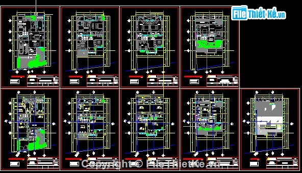 kiến trúc biệt thự,kiến trúc 4 tầng,biệt thự kích thước 10.2m x 20.7m,Bản vẽ biệt thự 4 tầng kích thước 10.2m x 20.7m