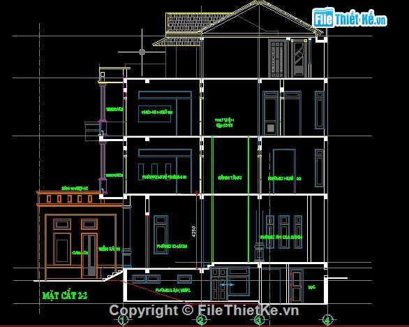 Bản Vẽ Biệt Thự 4 Tầng Kích Thước 8M X 17M Có Tầng Hầm