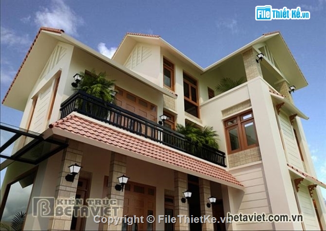 Mẫu thiết kế biệt thự 2 tầng chữ L