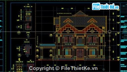 biệt thự 3 tầng,file cad biệt thự 3 tầng,biệt thự 3 tầng cad