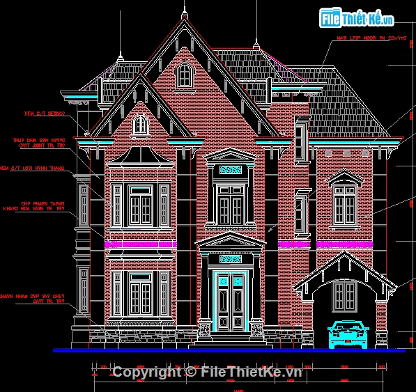 biệt thự 3 tầng,biệt thự kiểu pháp,bản vẽ biệt thự kiểu pháp,mẫu biệt thự đẹp