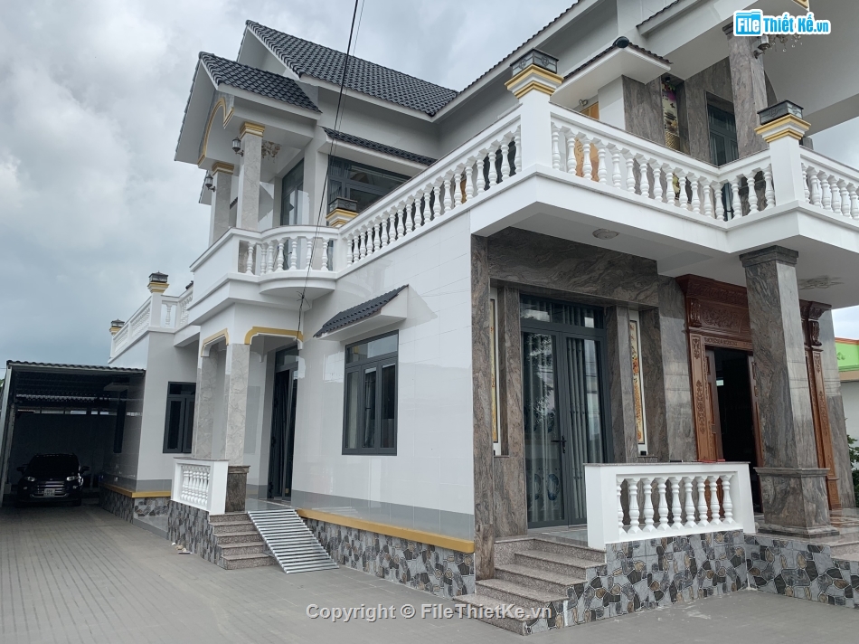 Bản vẽ biệt thự mái thái,Bản vẽ biệt thự mái thái đẹp,Bản vẽ biệt thự mái thái 2 tầng