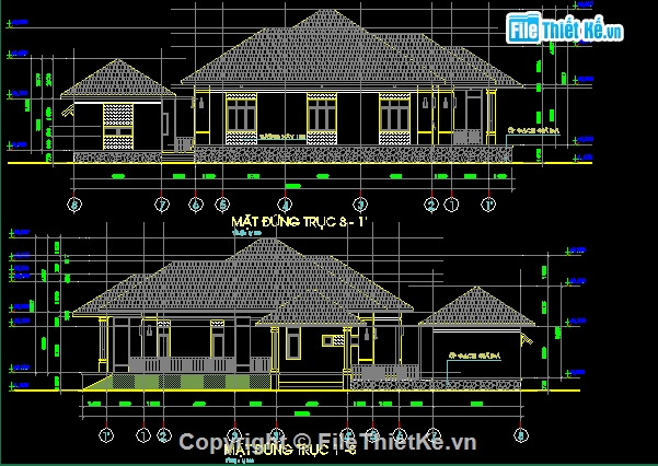 Bản vẽ,Biệt thự,kiến trúc mái thái,mái thái,Biệt thự mái thái hiện đại,Biệt thự trệt