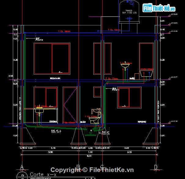 kết cấu biệt thự,kiến trúc,điện nước,cấp thoát nước