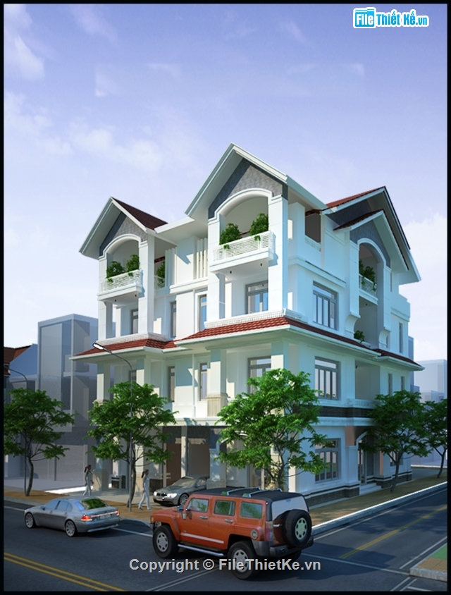 Bản vẽ thiết kế biệt thự song lập 4 tầng,Bản vẽ biệt thự song lập,Kiến trúc biệt thự song lập,Biệt thự song lập kích thước 7x13.5mx4 tầng