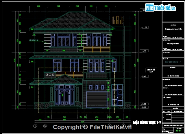 bản vẽ biệt thự,mẫu biệt thự,Bản vẽ,biệt thự 3 tầng mái thái