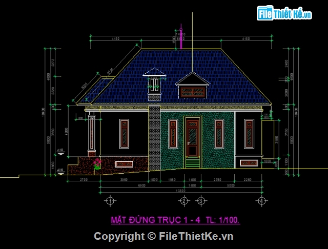 bản vẽ nhà cấp 4,bản vẽ biệt thự cấp 4,biệt thự cấp 4 19x20m,biệt thự 1 tầng