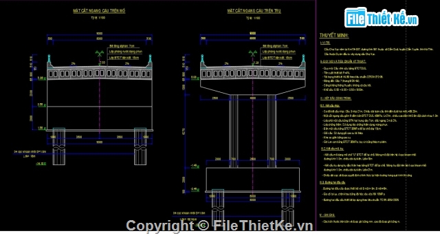 Bản vẽ cầu dầm,bố trí chung cầu,cầu dầm bản 3 nhịp 21m,cầu vượt,bản vẽ dầm bản