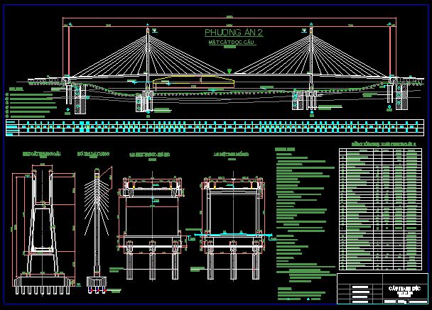 cầu dây văng,bản vẽ cầu dây văng,phương án vẽ 3D,Bản vẽ full,Bản vẽ autocad