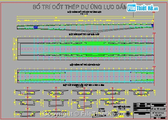 bố trí cốt thép dự ứng lực,dự ứng lực,Bản vẽ cầu dầm