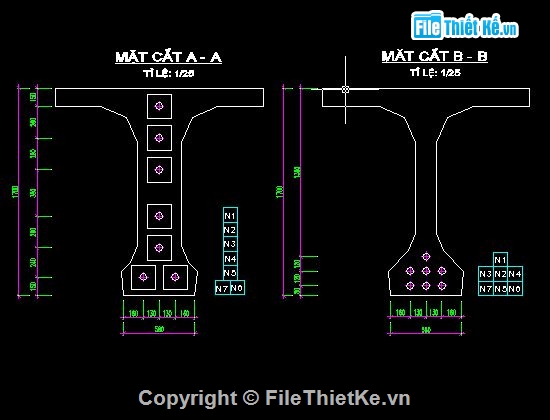 Bản vẽ dầm T,bố trí cốt thép dự ứng lực,BTCT mặt cắt chữ T,cốt thép dự ứng lực t,dự ứng lực