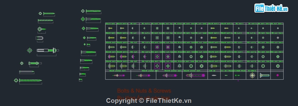 Bản vẽ,bulong,Bản vẽ 2D,Bản vẽ full,Bản vẽ autocad,các loại bu lông
