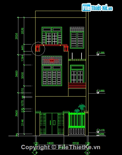 Bản vẽ nhà phố,nhà phố 3 tầng,nhà phố mái bằng,nhà phố kích thước 5 x 15m