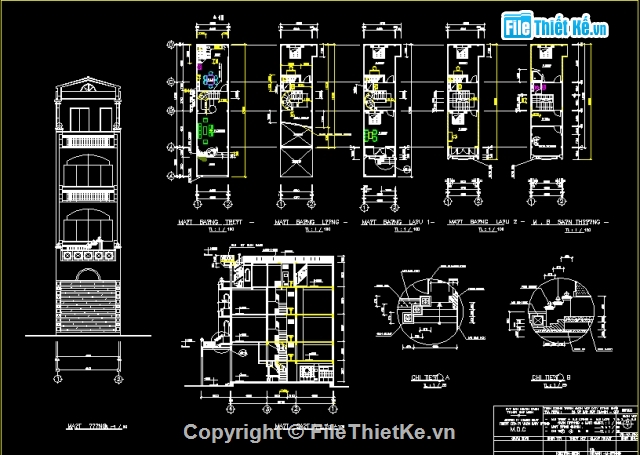 biệt thự phố,Bản vẽ nhà phố,mẫu biệt thự,nhà phố kích thước 4 x 5m