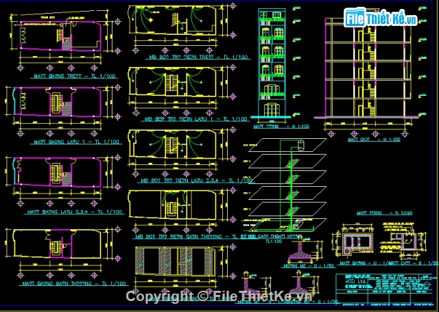 Bản vẽ nhà phố,các mẫu nhà phố,nhà kích thước 5 x 6m