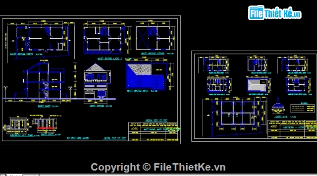 bản vẽ biệt thự,nhà kích thước 7 x 8m,mẫu nhà mái thái,bản vẽ nhà trệt