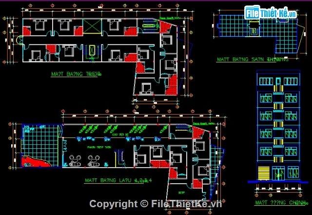 bản vẽ biệt thự,nhà kích thước 7 x 8m,mẫu nhà mái thái,bản vẽ nhà trệt