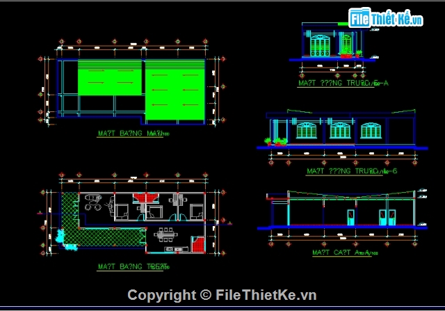 bản vẽ biệt thự,nhà kích thước 7 x 8m,mẫu nhà mái thái,bản vẽ nhà trệt