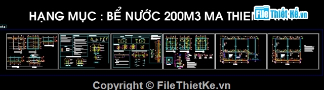 Bể nước ngầm,Bể nước ngầm 200m3,CAD Bể nước ngầm