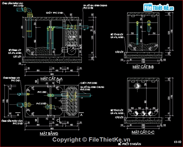 Bản vẽ bể tự hoại,Bể tự hoại,thiết kế bể tự hoại,bể tự hoại thiết kế mới