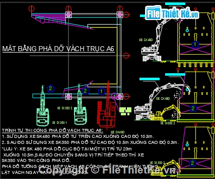 biện pháp phá dỡ nhà cao tầng,Bản vẽ cad biện pháp đục bê tông phá bỏ nhà cao tầ,đục bê tông nhà