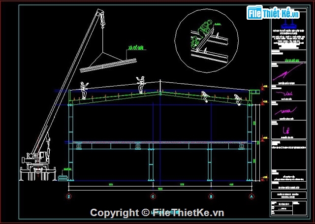 Bản vẽ cad Biện pháp thi công nhà xưởng kèm thuyết minh