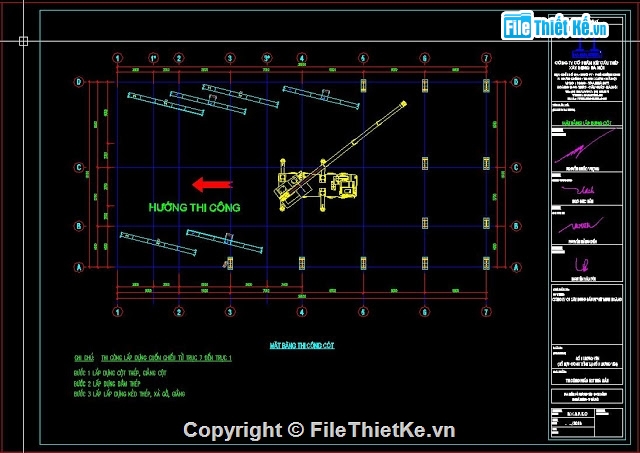 Biện pháp thi công,cad nhà xưởng,Bản vẽ thi công,Bản vẽ BPTC nhà xưởng,nhà xưởng kết cấu thép