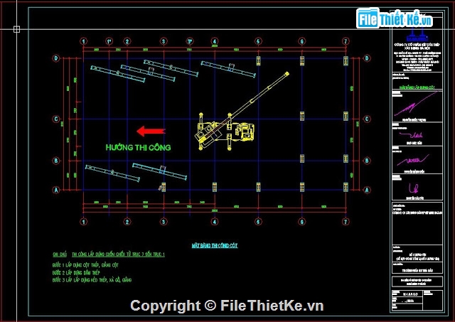 Bản vẽ cad Biện pháp thi công nhà xưởng kèm thuyết minh