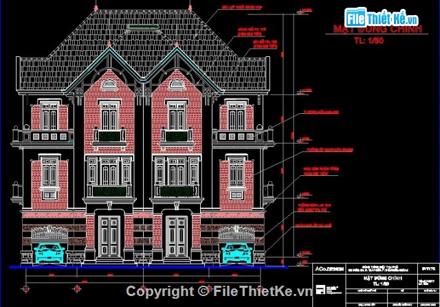 biệt thự 3 tầng,biệt thự 3 tầng mái thái,biệt thự 10 x 16.4m