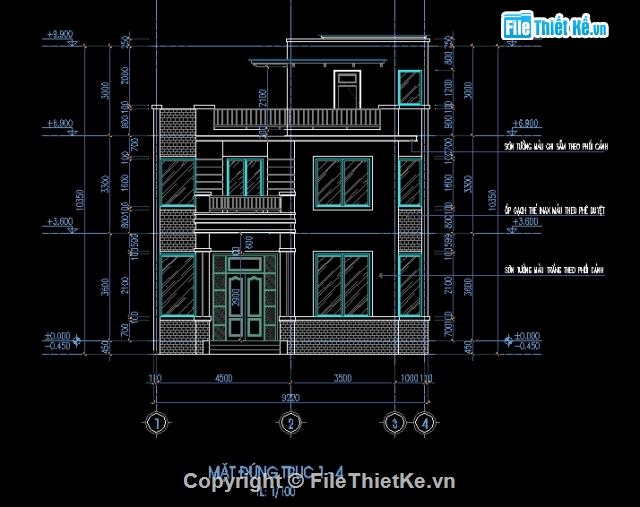 biệt thự 2 tầng,biệt thự 3 tầng,kiến trúc biệt thự,kiến trúc 2 tầng 1 tum,biệt thự 2 tầng 1 tum 9.22x10.31m