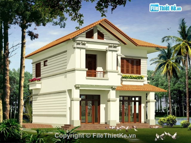 biệt thự 2 tầng,kiến trúc biệt thự 2 tầng,cad biệt thự,biệt thự 2 tầng 10.15x12.785m