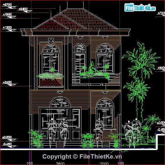 mẫu nhà 2 tầng,nhà kích thước 3.8 x 21m,nhà 2 tầng mái tôn