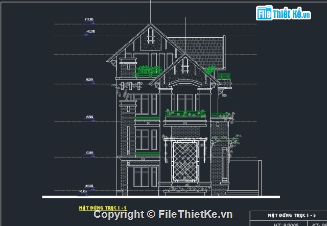 bản vẽ 3 tầng nhà 6x15m,bản vẽ biệt thự 3 tầng,biệt thự 3 tầng mái thái,biệt thự 3 tầng,kiến trúc biệt thự 3 tầng