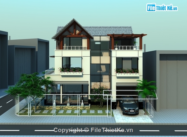kiến trúc 3 tầng,mẫu nhà phố hiện đại,bản vẽ nhà phố
