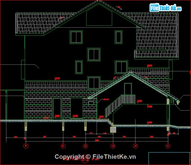 bản vẽ kiến trúc,mẫu biệt thự 2 tầng đẹp,biệt thự mái ngói