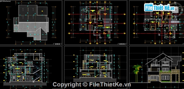 biệt thự 3 tầng,kiến trúc 3 tầng,bản vẽ cad biệt thự 3 tầng,cad biệt thự 3 tầng,bản vẽ cad biệt thự