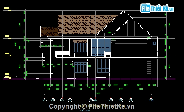 Bản vẽ,Biệt thự,kiến trúc tầng mái,mái thái 1 tầng,kiến trúc 2 tầng,Biệtthự mái thái 8x21