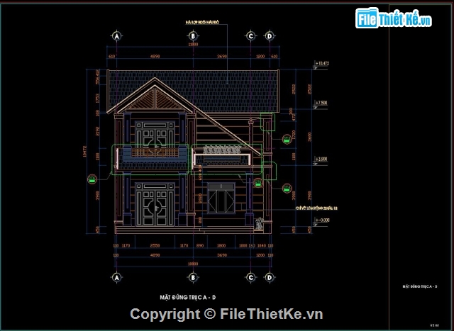 Bản vẽ nhà phố,Biệt thự,Biệt thự 2 tầng,Biệt thự phố,biệt thự 10x14m,biệt thự hiện đại