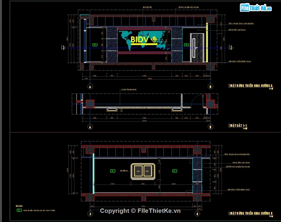 nội thất ngân hàng,bổ kỹ thuật nội thất văn phòng,bổ chi tiết văn phòng