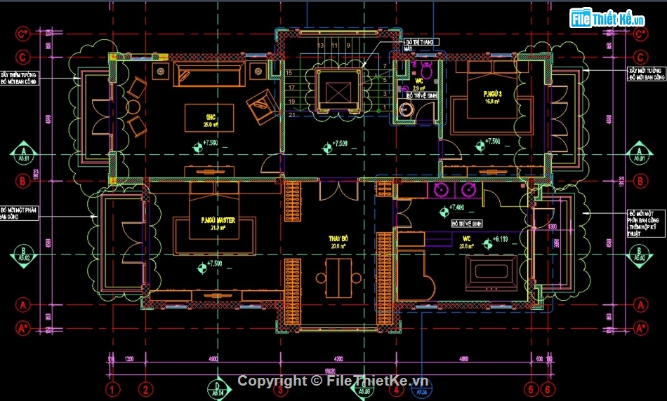 điện nước biệt thự,bản vẽ biệt thự 3 tầng,bản vẽ cad biệt thự 3 tầng