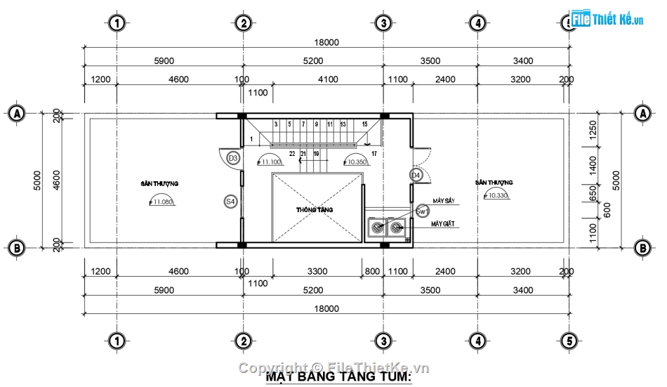 bản vẽ căn hộ cho thuê,căn hộ cho thuê,căn hộ cho thuê 3 tầng,file cad căn hộ cho thuê 3.5 tầng