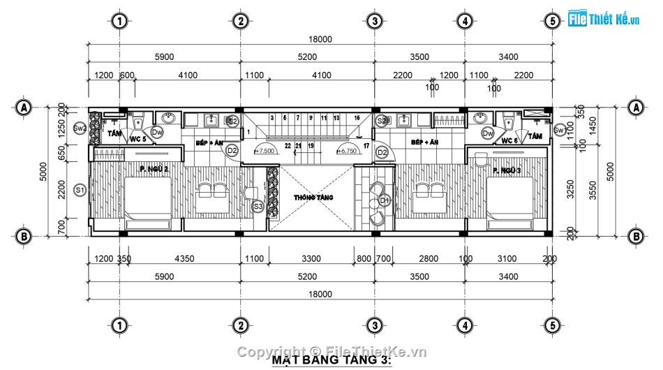 bản vẽ căn hộ cho thuê,căn hộ cho thuê,căn hộ cho thuê 3 tầng,file cad căn hộ cho thuê 3.5 tầng