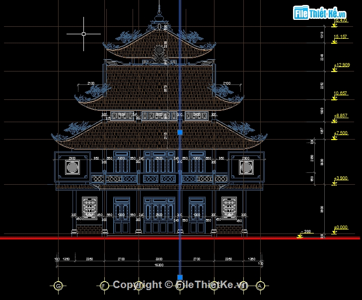 Chùa Pháp Hội,Bản vẽ Chùa,File cad chùa,Bản vẽ cad chùa,Hồ sơ bản vẽ chùa,File cad Chùa Pháp Hội